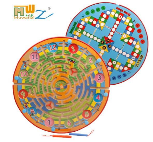 Children's Wooden Magnetic Maze & Color Counting Board for Logical Thinking