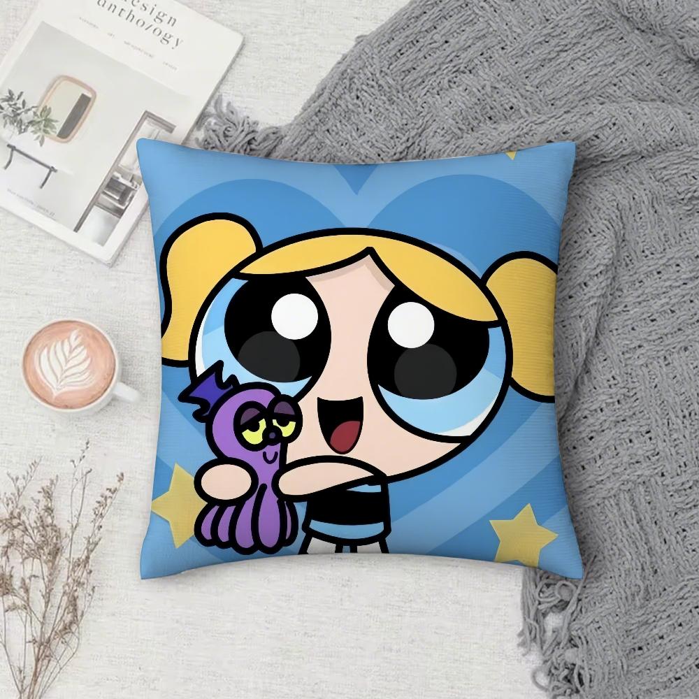 

The-P-Powerpuffs Pillow Case Square Double-Sided Printing Short Plush Sofa Cushion Cover Bedroom Pillow 12x12Inch
