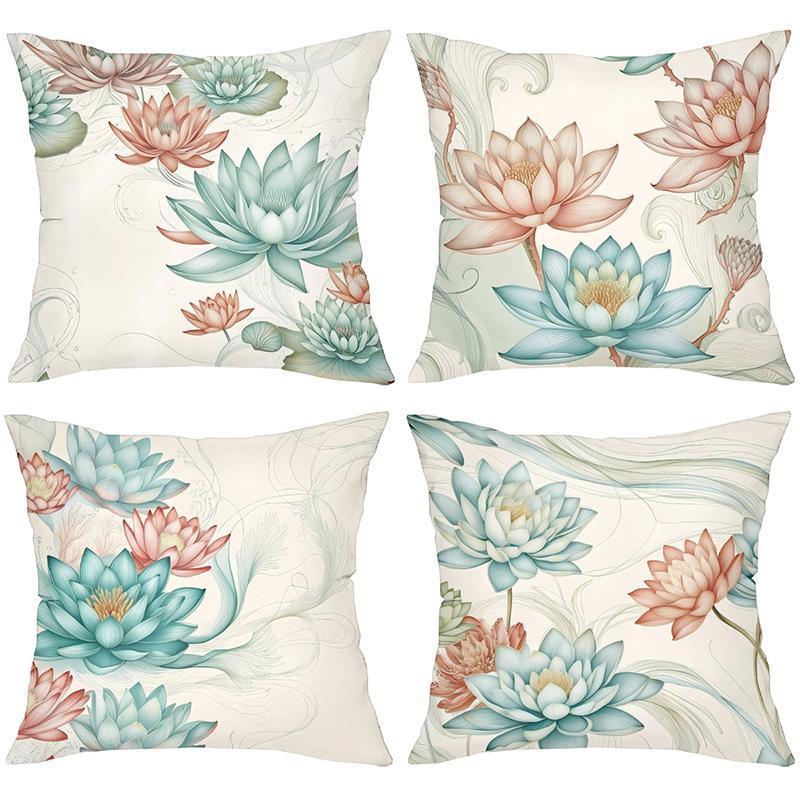 Floral Patterned Throw Pillows For Sofa Decor Polyester pillowcase, sofa decorative cushion cov Headboard Pillow