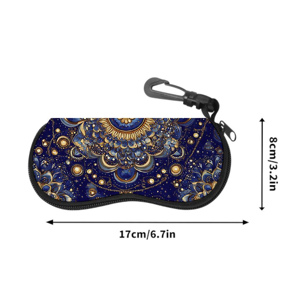 2D-Vintage Floral Mandala Printed Sunglasses Case, Protective Zipper Eyeglasses Box, Portable Travel Spectacle Storage Holder for Women Gift