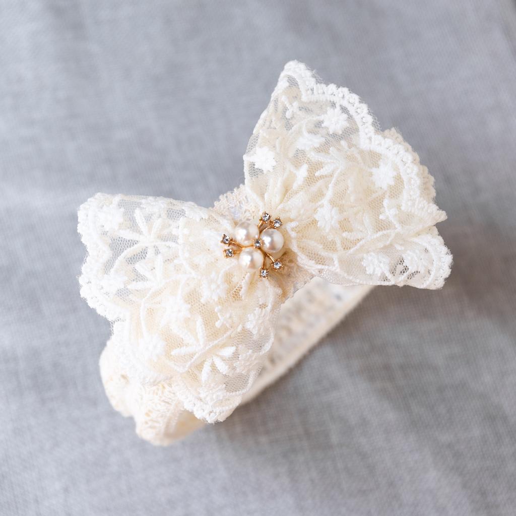 Dziecięca Koronkowa Opaska Dziecięce Nakrycie Głowy Dziecięca Opaska Księżniczka Gumka do Włosów Kokarda