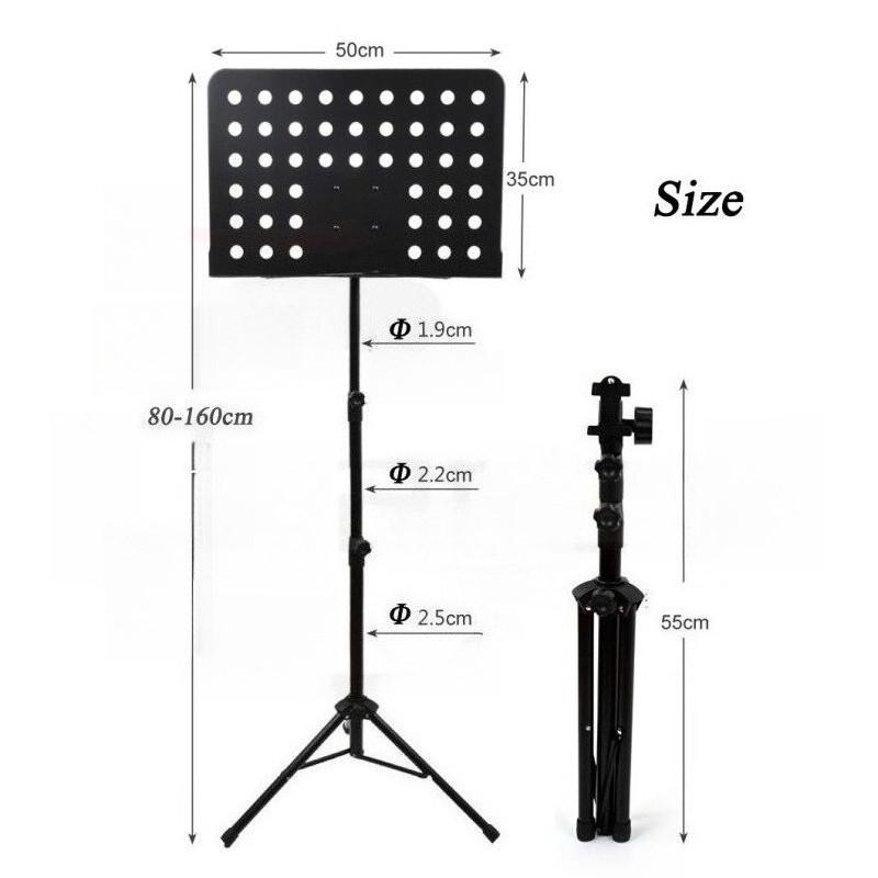 Foldable Music Rack Professional Height Adjustable Music Sheet Book Holder Heavy Duty Music Stand Conductor Stand