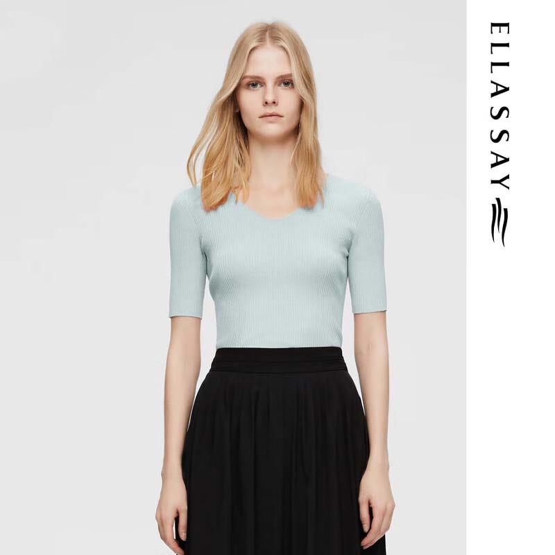 ELLASSAY Elegant Ribbed Slim Knit Top for Women