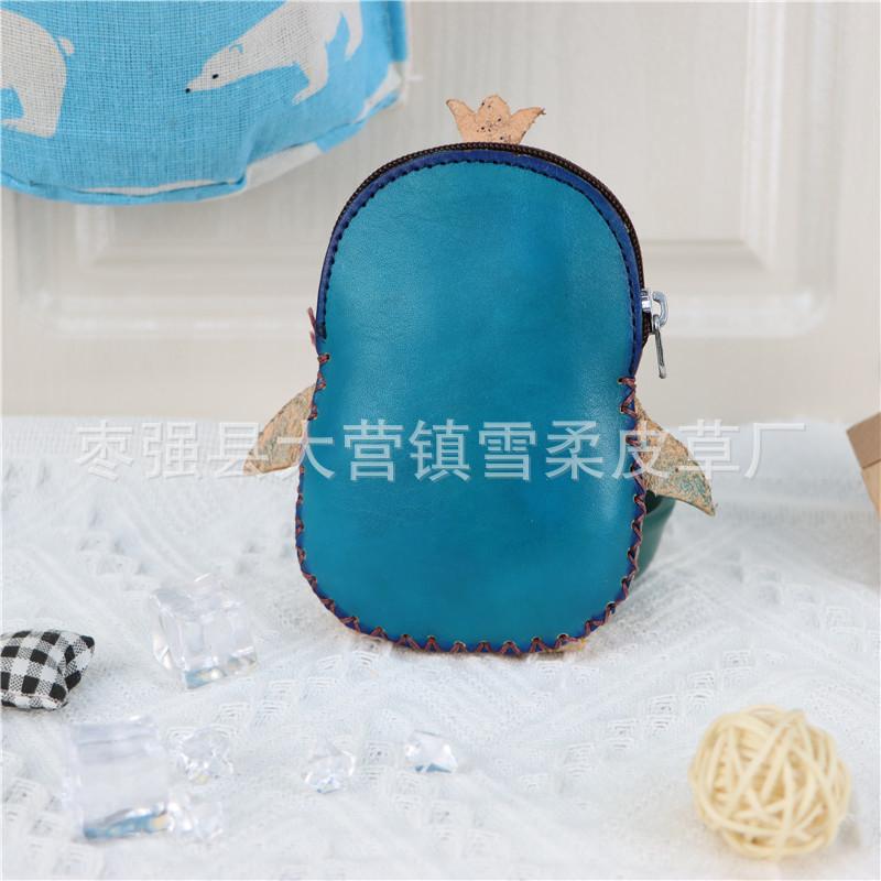 Erste Schicht Rindsleder Pinguin Mini-Münzbeutel Küken Küken Karten Schlüssel Münzbeutel Clutch Tasche Kinderhandtasche