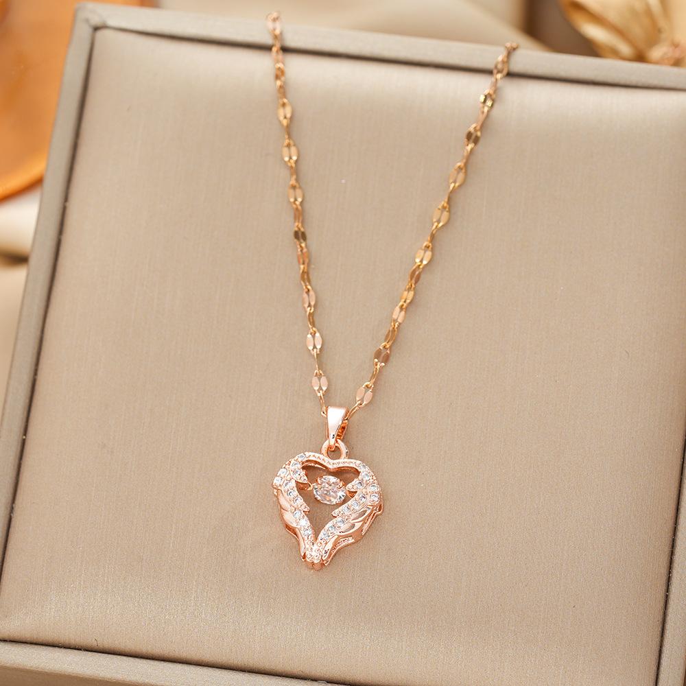 Titanium Steel Necklace For Women Elegant Simple Fashion Zircon Collarbone Chain Light Luxury Niche Jewelry