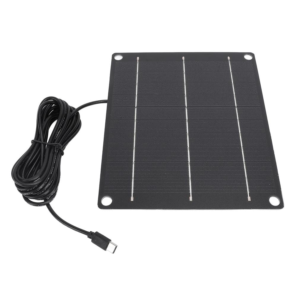 6W Solar Panel Charger Monocrystalline Solar Panel Kit for Phone Small Fans Outdoor Security Camera Type C Port