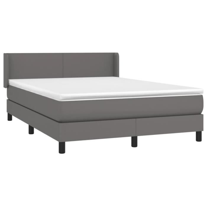 3130665 vidaXL Divan Bed with Mattress Grey 140x200 Cm Faux Leather