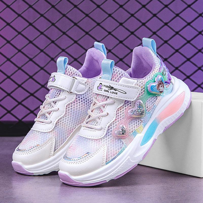 Girls' summer shoes, breathable mesh shoes for older children, little girls' shoes, children's sports shoes, trendy