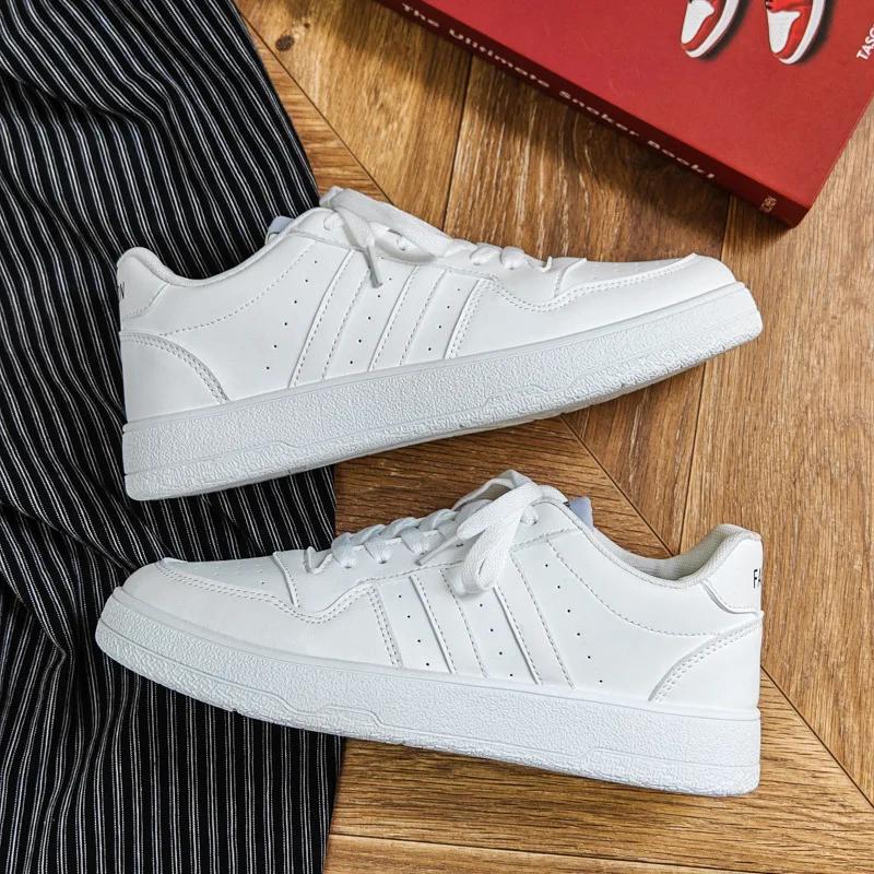 

Мужская белая спортивная обувь 2024 года, новые удобные сетчатые дышащие мужские повседневные кроссовки, универсальные вулканизированные туфли на шнуровке, мужская обувь 39 белый