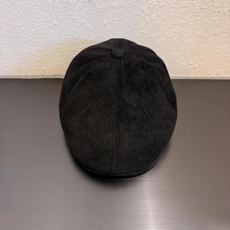 Vintage Amerikanische Lässige Wildleder Newsboy Kappe Damen Winter Herbst Malerhut Große Größe Schmeichelhaft Wendbares Design