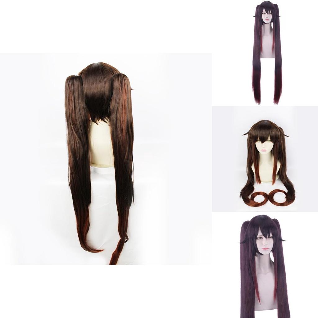 Soft And Heat-resistant Genshin Impact Hutao Cosplay Wig Ponytail For Role Playing And Parties