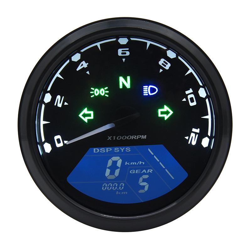 12000RPM Motorcycle Speedometer With Tachometer 1-4 Cylinders LCD Digital Gauge For Motorbike Motorcycle Sensor Set Only Speedometer