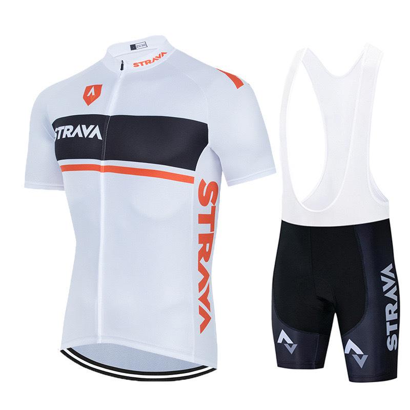 New Strava Cycling Suit Men's Outdoor Sports Cycling Short Sleeve Strap Shorts Set