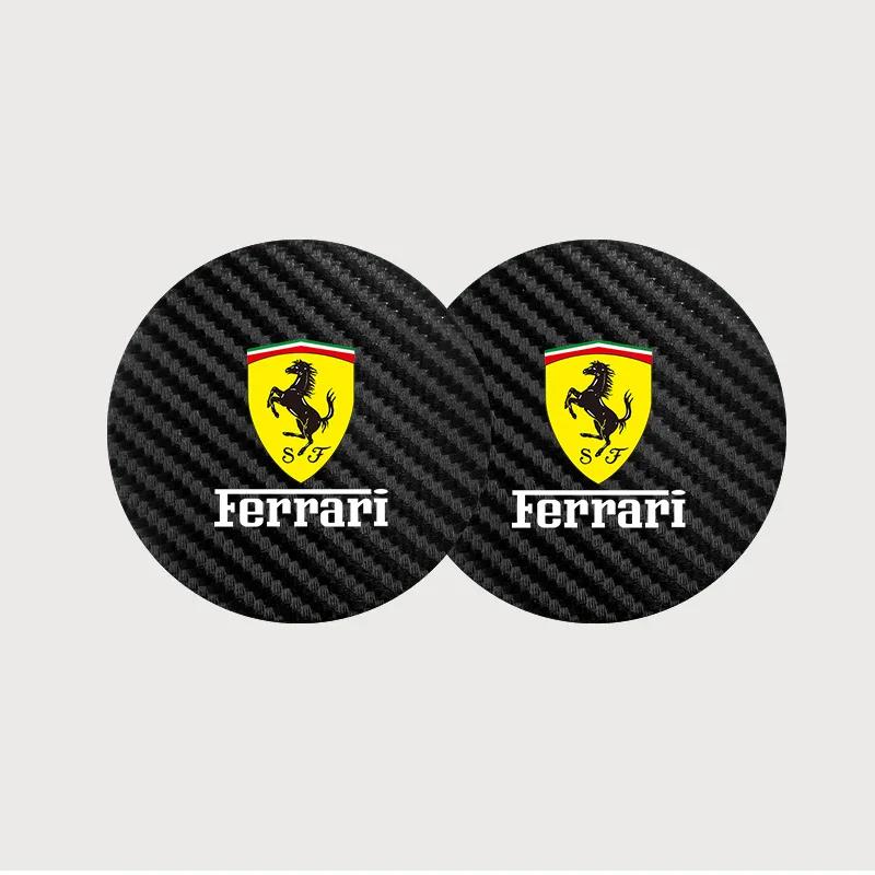 2PCS Car Coaster Water Cup Bottle Anti-slip Mat Leather Pad for Ferrari F430 488 458 F12 Roma 812 F8 599 612 FF F12 berlinetta MQ6
