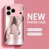Pink heart to heart Phone Case High-end Phone Case Electroplated Glass TPU PhoneCase for iPhone 17 16 15 14 13 12 11pm Pro Plus