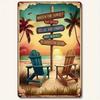 1PC Beach Sunset Tin Sign 8x12 Inch, Vintage Nautical Wall Art, Relax Ocean Breeze Metal Decor, Retro Seaside Retreat