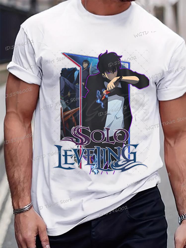 Anime Solo Leveling Tričko Vtipná grafika Sung Jin-Woo Pánské oblečení Krátký rukáv O-výstřih Topy Komiks Solo Leveling Bílá trička