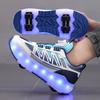 Four-wheel Running Shoes Detachable Flat Shoes Rechargeable USB Luminous Sports Light Shoes Girls Roller Skates Boys Shoes