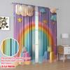 2pcs Window Treatment Curtains Rainbow Clouds And Stars Polyester Perfect for Holiday Decor