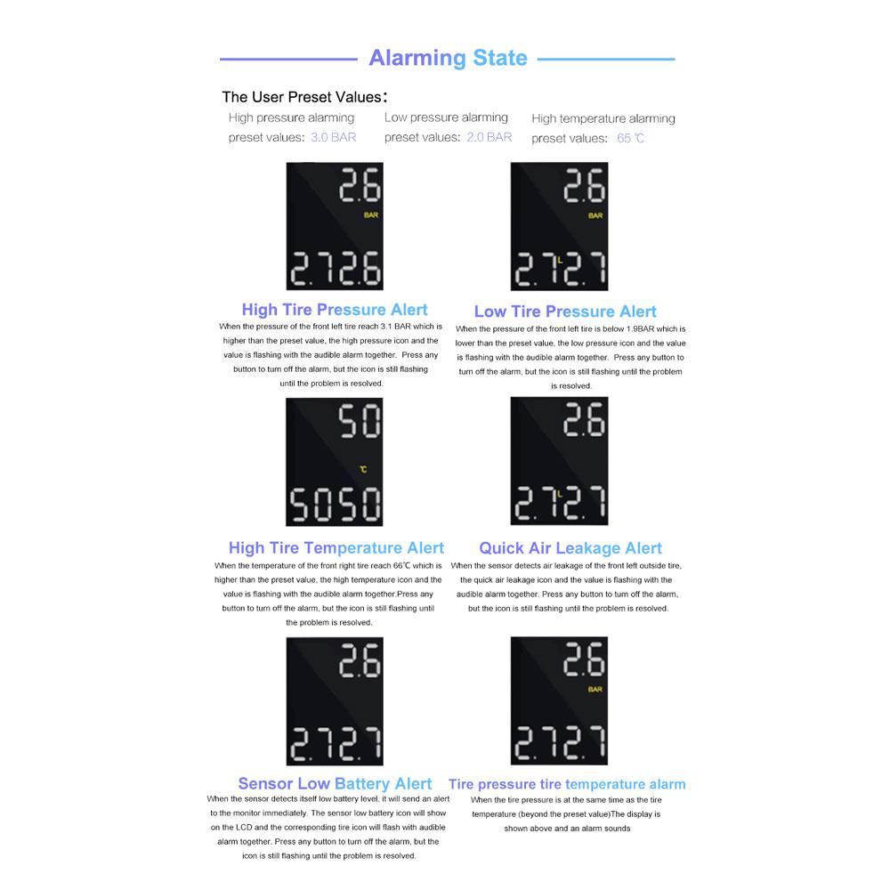 U912 TPMS Wireless Auto Car Tire Pressure Monitoring System with 4 External Sensors LCD Monitor For Toyota Land Cruiser Camry