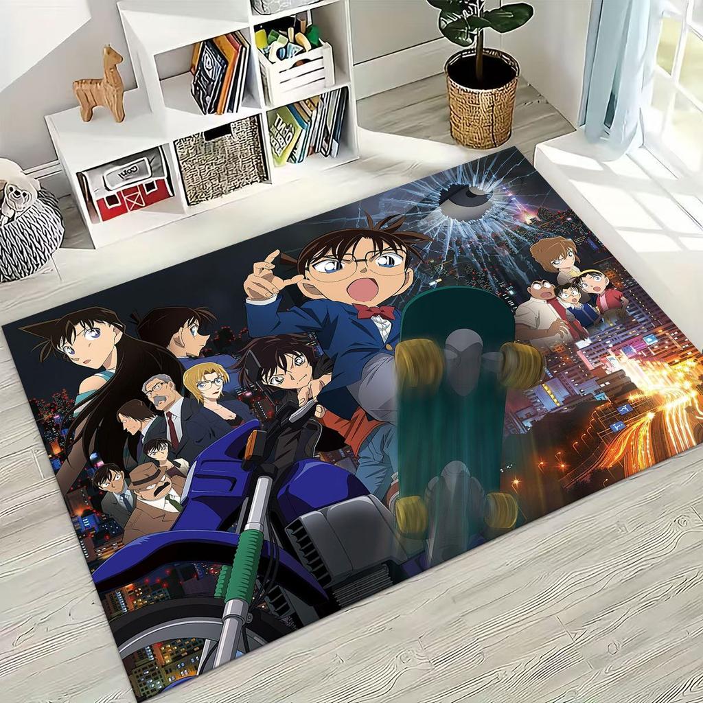 Retro Anime Detective Conan Cartoon Rug for Bedroom Living Room Sofa Home Doormat Decor,Kids Play Non-slip Floor Mat Gift