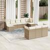 Vidaxl 10-Cz. Garden Furniture Set With Cushions, Beige, Poly Rattan