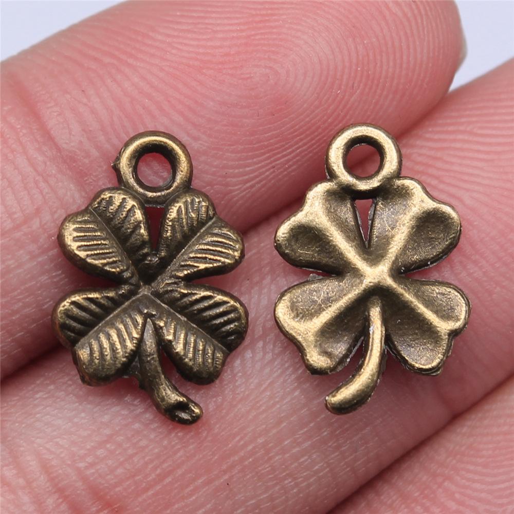 20pcs Clover Charms Tibetan Bronze Silver Color Pendants Antique Jewelry Making DIY Handmade Craft