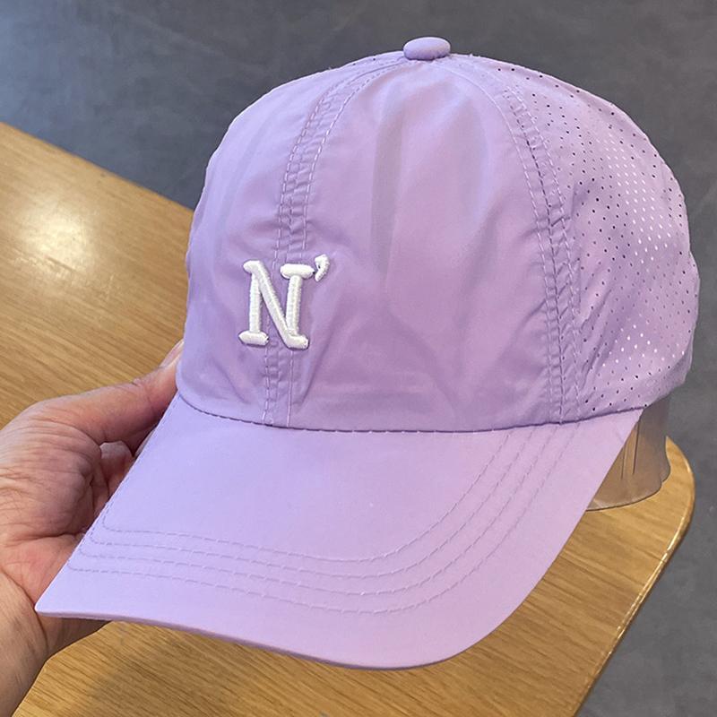 Letter N Embroidery Summer Baseball Cap For Women Men Quick Drying Mesh Breathable Peaked Hat Solid Color Outdoor Sunshade Caps