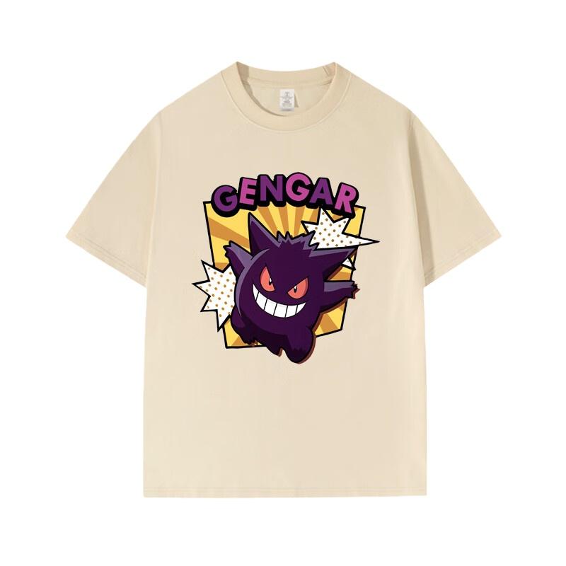 Pokémon Anime Gengar Printing Oversized Cotton Tshirt Men and Women Comfortable Fashion Y2K Childrens Clothing Summer Tshirt