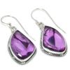 Natural Brazilian Amethyst Gemstone 925 Solid Sterling Silver Earring 1.75" B5B42