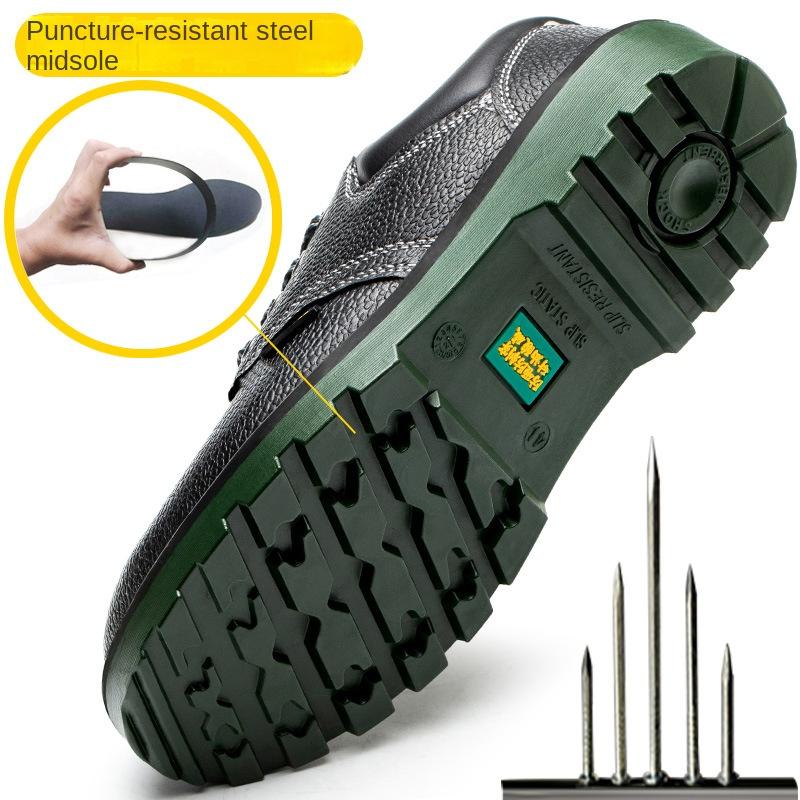 Smash-proof and Stab-proof Cowhide Steel Baotou Low-top Labor Insurance Shoes Non-slip Leather Surface Safety Shoes Steel Sole
