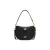 Hobo 26 Solid Color Gold Logo Litchi Texture Lock Closure Leather Half Moon Saddle Shoulder Bag Women Shoulder Bag Black CH196-IMBLK