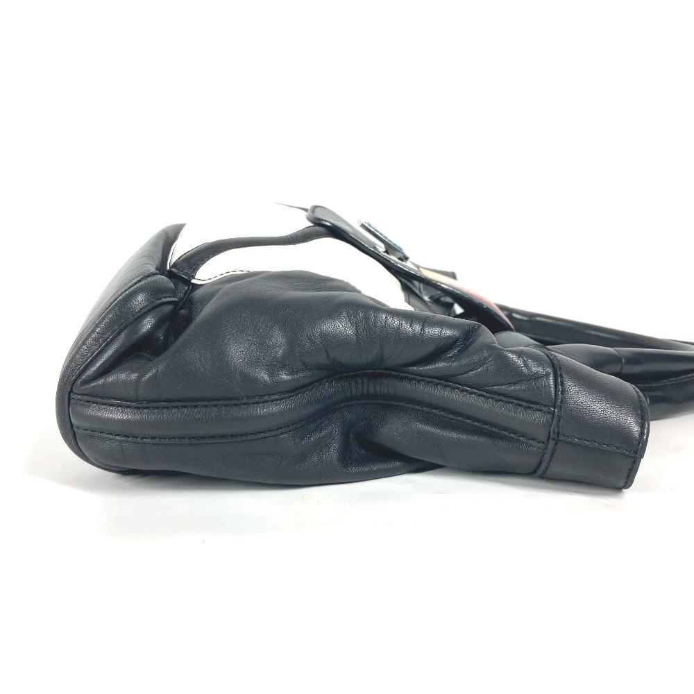 LOEWE Logo Anag Lamb Hand Bag Shoulder Bag Tote Bag Leather Black/White