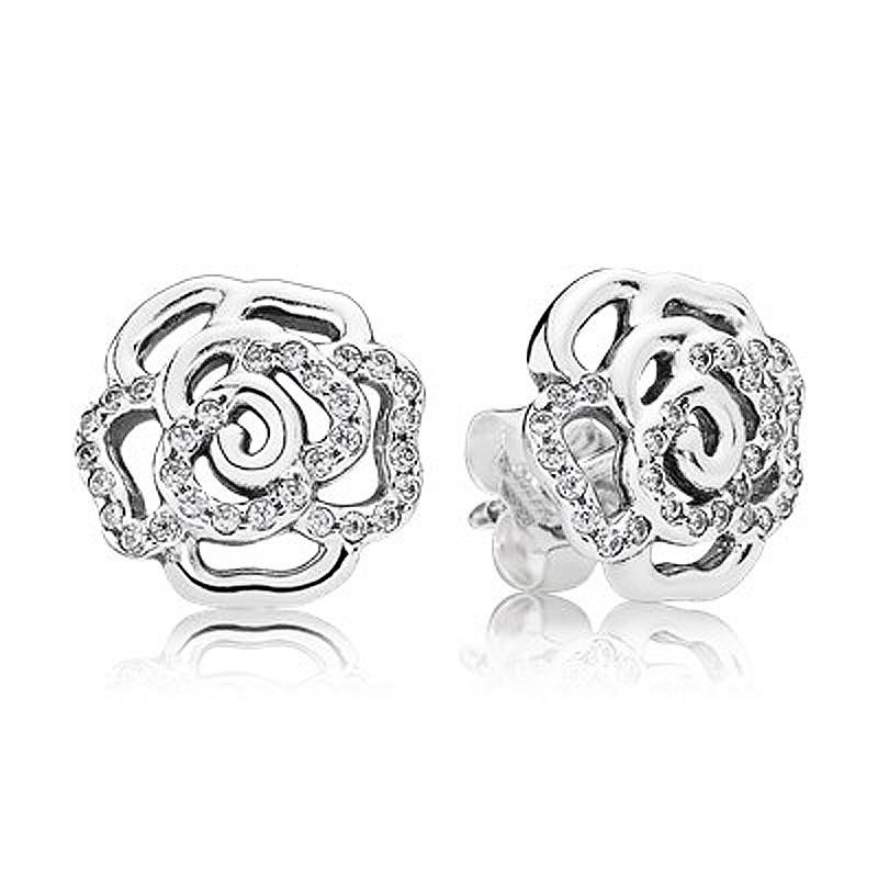 Boucles d'oreilles à tige en forme de cœur étincelant authentiques à main levée avec cristal pour femmes, en argent sterling 925, cadeau de mariage, bijoux de mode
