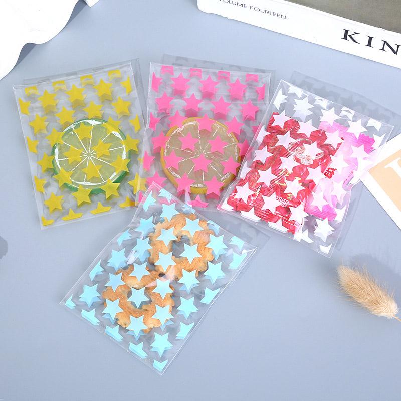 50/100pcs Multi-color Plastic Sealed Bags Birthday Parties Holiday Celebrations Family Cookies Snacks Self-adhesive Bags