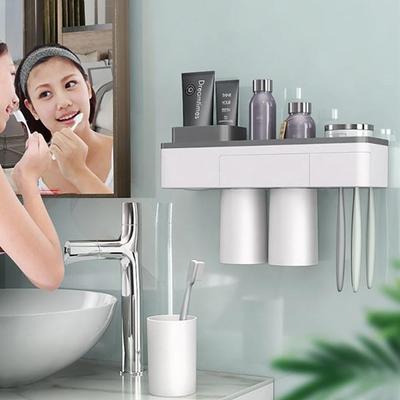 Creative Toothbrush Holder Strong Adsorption Magnetic Cup Waterproof Free Punching Storage Rack for Home Bathroom Accessories Sets