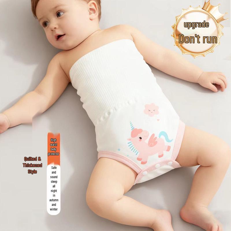 Neugeborenes Herbst/Winter Gepolsterter Baby Bauchgurt mit hoher Taille aus Baumwolle mit Nabelschutz und Kälteschutz