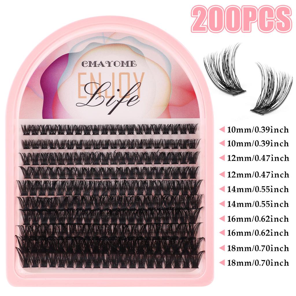False Eyelash Extension Set, Single Tuft Of Hair 200 Tufts 30 + 40 + 50 + 60 + 80 + 100D Eyelashes