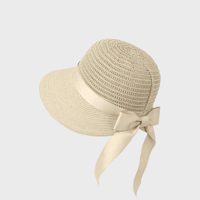 Sunscreen Straw Hat Women's Summer Hollow-Out Breathable Bow Sun Hat