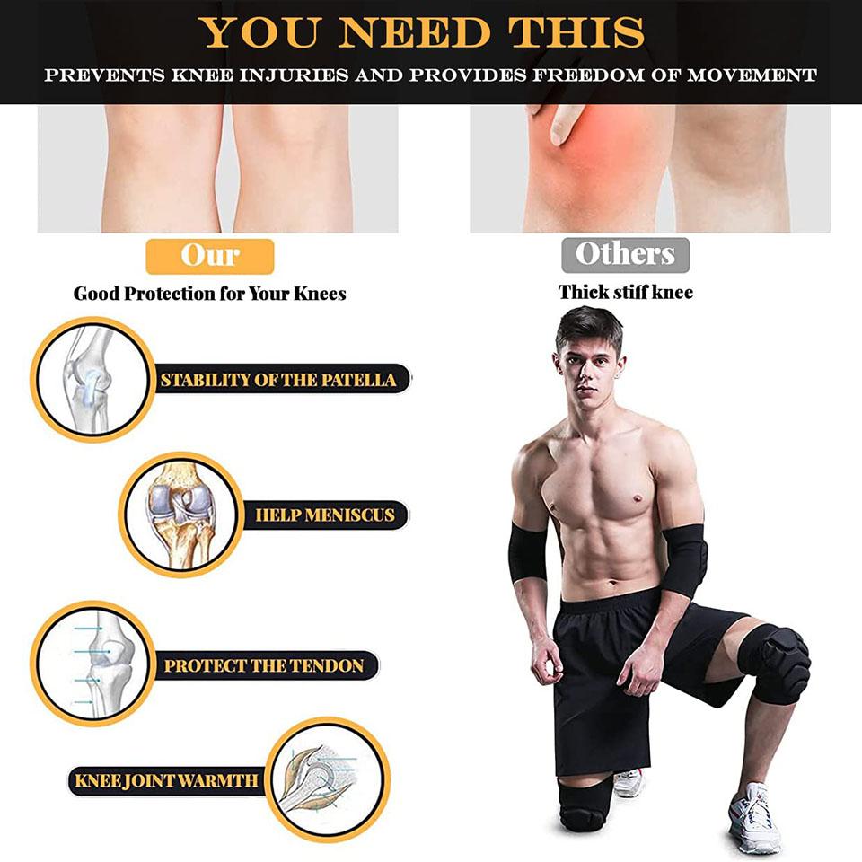 1 Pair Knee Pads Anti-Slip Collision Avoidance Kneepads with Thick EVA Foam for Volleyball Football Dance Knee Sleeve