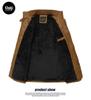 Men's Winter Fleece-Lined Leather Jacket, Mid-Length, Thickened, Casual, Middle-Aged, Warm Cotton Coat