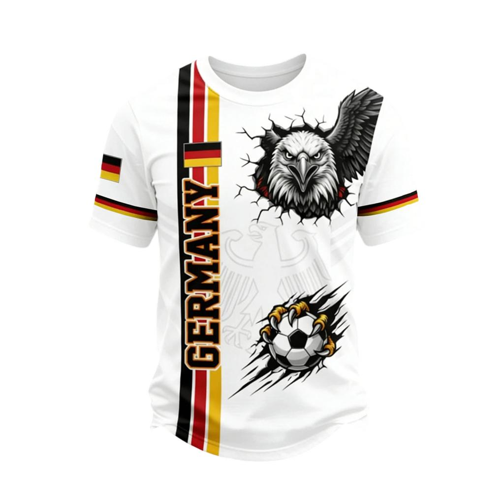 Men's Casual Short Sleeve T-Shirt Crew Neck German Flag Print Soccer Graphic Lightweight Summer Top