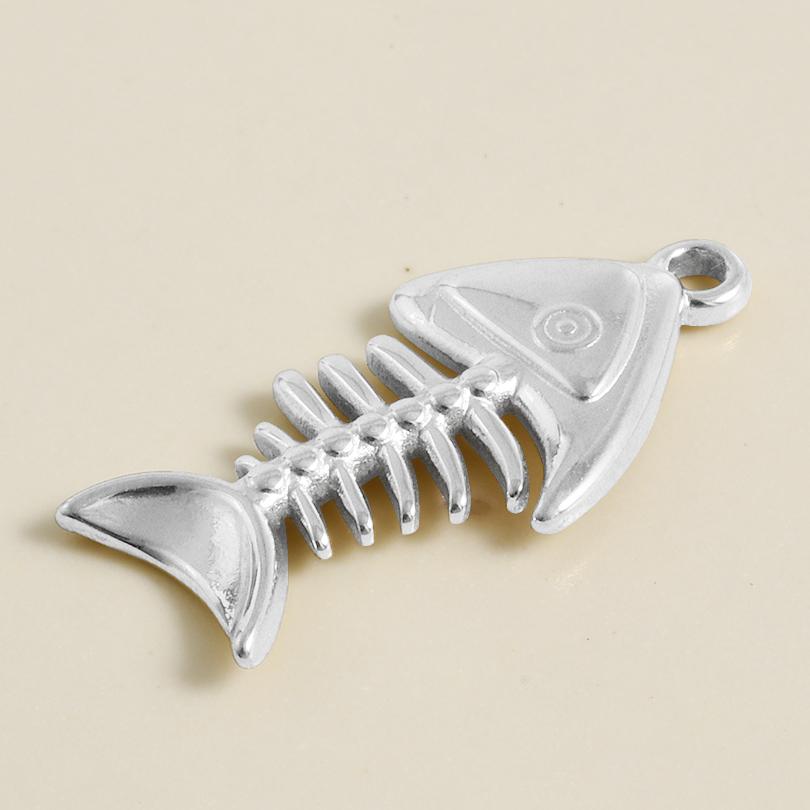 6pcs Different Bone Tail Fish Charm Ocean Animal Pendants Stainless Steel Charms For Jewelry Making Supplies Handmade Materials