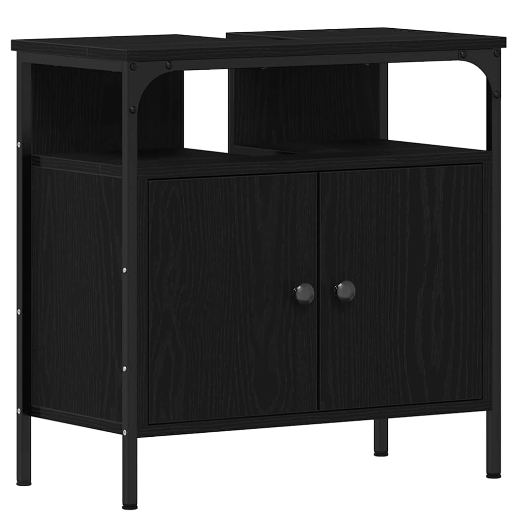 Bathroom Furniture Set 4 pcs Black Oak Effect Wood Based Material
