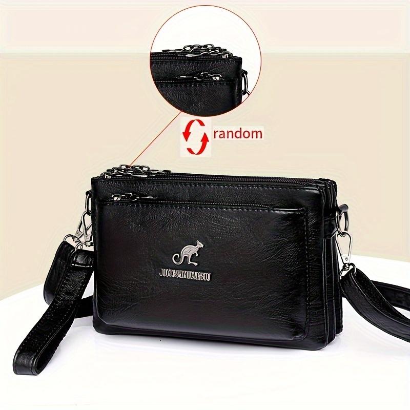 

Шикарная сумка кроссбоди из искусственной кожи для женщин - Водонепроницаемый многослойный клатч на молнии - Доступна в коричневом цвете