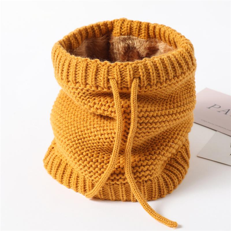 Unisex Autumn Winter  Knitted Ring Neck Cover Scarf Children Thickened Fleecing Drawstring Neckerchief Women Men Decoration