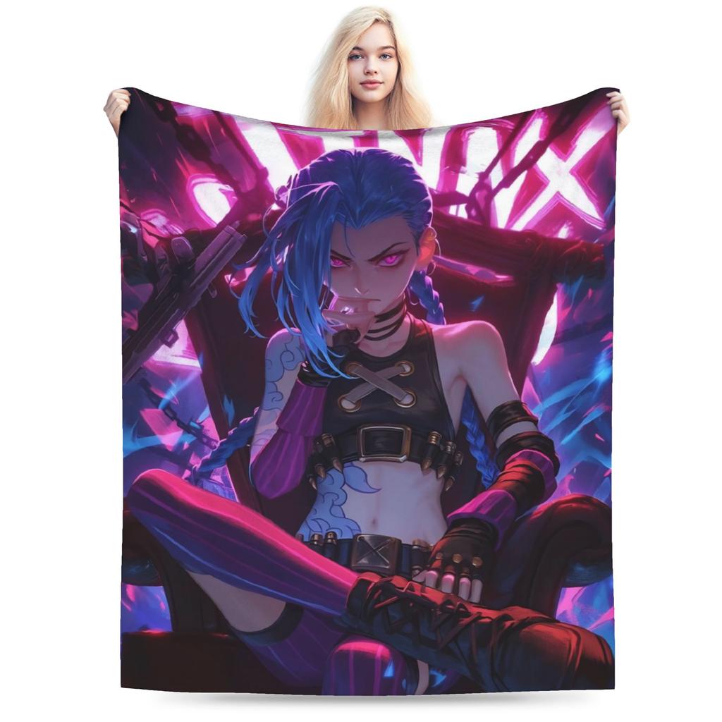 Arcane Vi Jinx Blankets Quality Warm Throw Blanket Autumn Students Living Room Aesthetic Bedspread