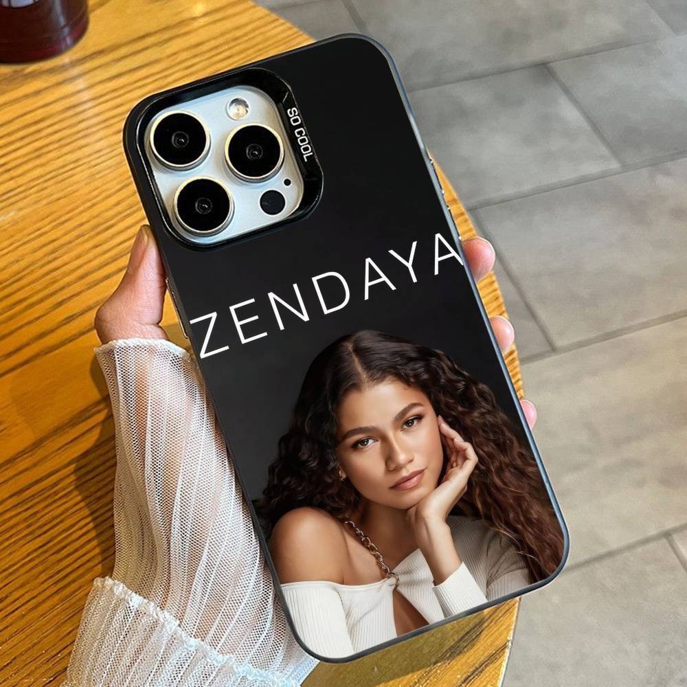 Z-Zendaya Euphoria Druck Handyhülle Für iPhone 16 17 15 14 12 13 Pro Max Schwarz Candy Matt Stoßfeste Hülle