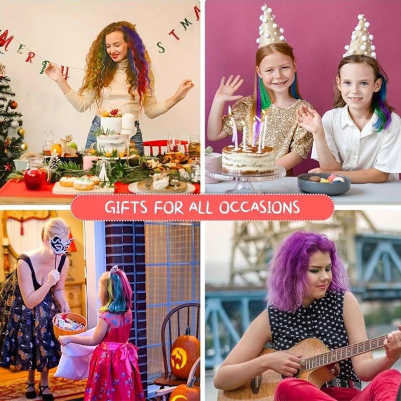 Sada 12 barevných křídových tužek na vlasy, hřeben s křídou na vlasy, dočasná smývatelná barva na vlasy, tužka na barvení vlasů na vodní bázi pro Halloween Cosplay