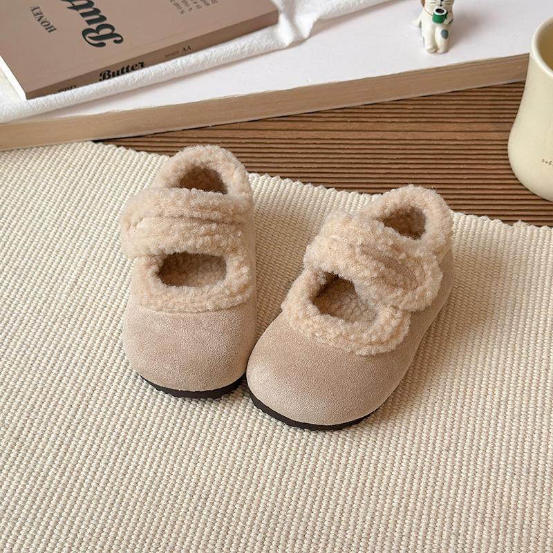 

Girls Boken Cotton Shoes, New Autumn and Winter Children s Solid Color Furry Shoes, Non-Slip Cotton Shoes for Small, Medium, and Large Children, 21Inner Length13.5cm